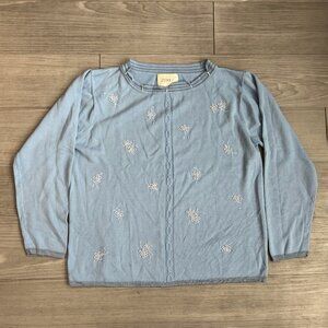 90s Baby Blue Coquette Beaded Grandma Sweater Acrylic Jenny Size L